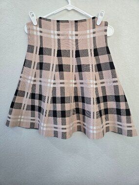 Brand Classic Concepts Pink, White & Black Plaid Knit Skirt Size PXL